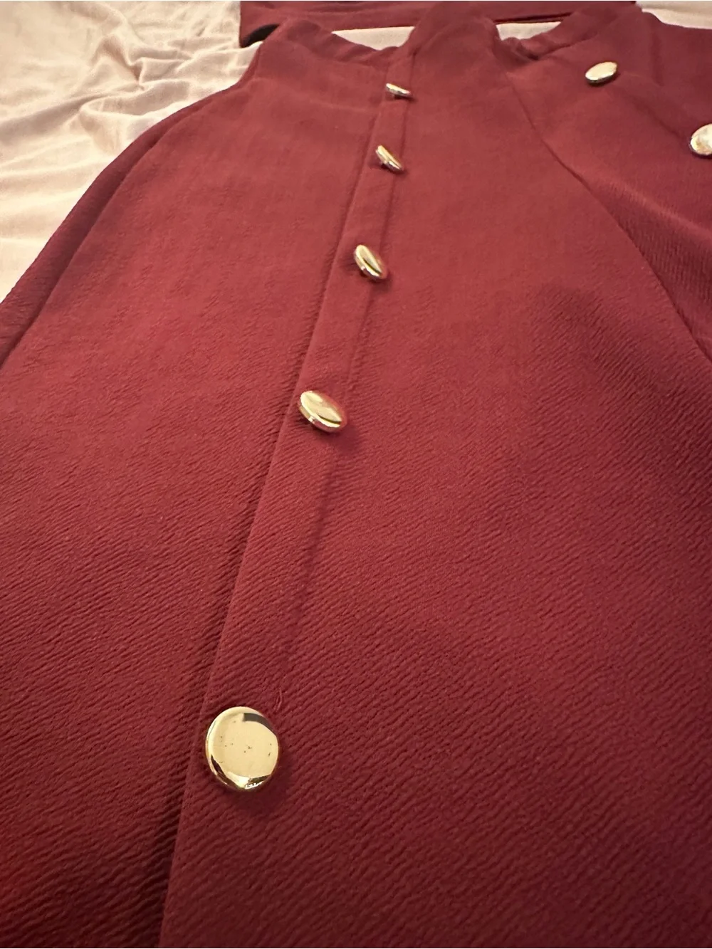 Boohoo Burgundy Matching Set Bralette & Wide-Leg Button-Front Pants